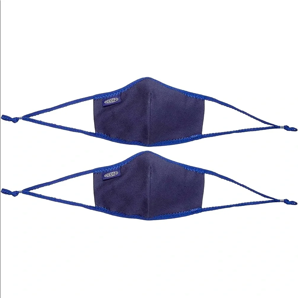 New set of 2 KEEN Together XS / S canvas navy blue face masks ties adjustable